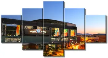 5 Panel Phoenix Downtown Cityscape Beyzbol Sahası Alacakaranlık Skyline Beyzbol Stadyumu sarılmış 5 Adet Tuval Poster Resimleri