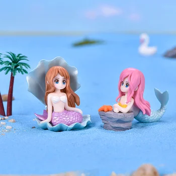 Mermaid Figürler Süs Mikro Manzara DIY Bonsai Balık Tankı Dekorasyon Mermaid Doğum Günü Partisi Kek Dekor Hediye Ev Dekor