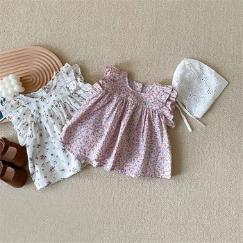 Bebek Kız Elbise Yaz Pamuk Vintage çiçekli elbiseler 0-4 Yıl İçin Prenses Elbiseler F * veya Kız Yenidoğan Bebek Giysileri