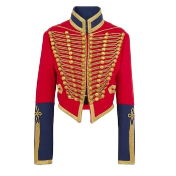 18th Yüzyıl Hussar Cosplay Kostüm Kırmızı Ceket Victoria Askeri Kırmızı Ve Mavi Ceket Kostüm Cadılar Bayramı Karnaval Giyim