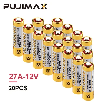 PUJIMAX 20 Adet 12V Alkalin Pil 27A Kuru 27MN A27 Kapı Zili Araba Alarmı Walkman Araba Uzaktan Kumanda Vb Mercury Kadmiyum Ücretsiz