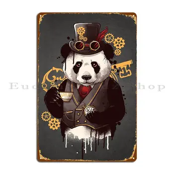 Steampunk Panda Metal Tabela Pub Garaj Pub Plakaları Özelleştirmek Tasarım Tabela Posteri