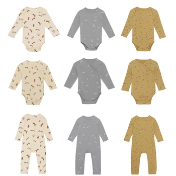 Bebek Romper Yeni Sonbahar Çocuk Giysileri Toddler Erkek Uzun Kollu Karikatür Baskı O-Boyun Tulumlar Bebekler Kız Pamuk Rahat Tulum