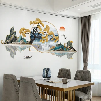 Çin Tarzı PVC duvar çıkartmaları dekor Boyama Oturma Odası Manzara Manzara Odası Dekor Ev Dekorasyon Aksesuarları 2023 Yeni