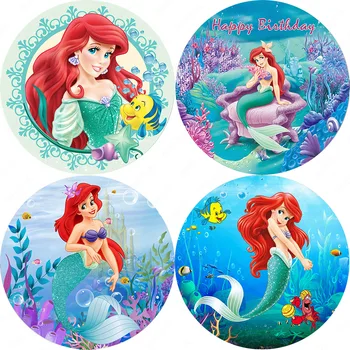 Mermaid Doğum Günü Arka Disney Ariel Prenses Kızlar İçin 1st 2nd Parti Fotoğraf Arka Planında Okyanus Altında Elastik Kapak