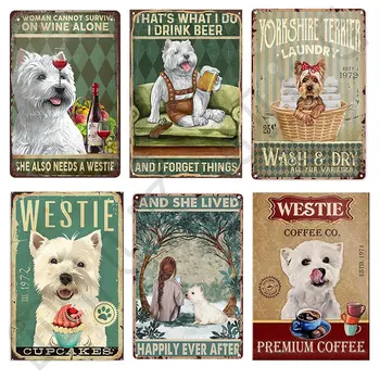 Komik Westie Terrier Köpek Metal Tabela Posteri Pet Shop Tuvalet Çiftlik Evi Banyo Garaj Ev Odası Dekorasyon 12x8 İnç