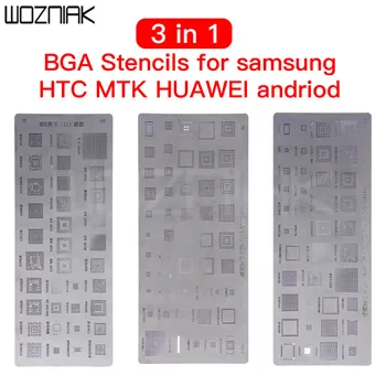 3 adet / 1 grup evrensel BGA Şablonlar için Samsung HTC Huawei Android MTK Doğrudan Isıtmalı BGA Reballing Şablonlar Kiti