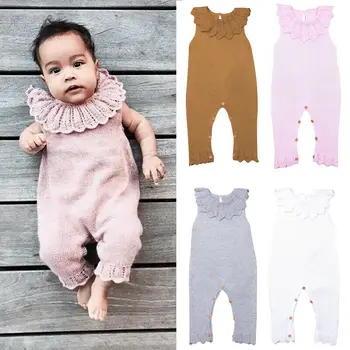 Yenidoğan Bebek Kız Yün Örgü Tulum Romper Sıcak Kıyafetler Giysileri Tulum