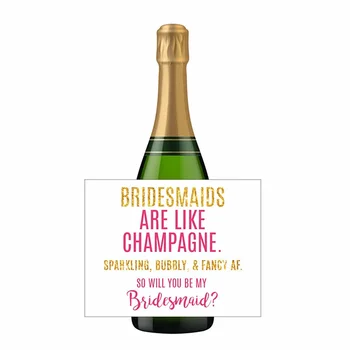 Özel Mini nedime davetiyesi Şarap Şişesi Etiketi, komik nedime sor, nedime şampanya gibidir, nedime davetiyesi