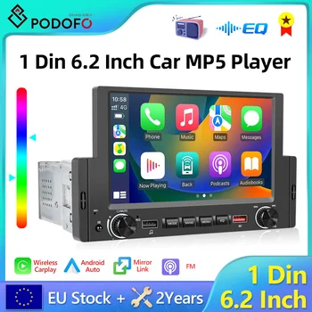 Podofo 6.2 inç Araba Radyo 1 Din CarPlay Android Otomatik Multimedya Oynatıcı Bluetooth MirrorLink FM Alıcı Volkswagen Nissan