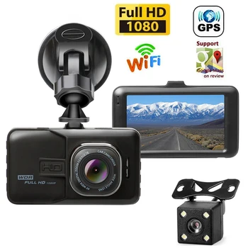 Çizgi Kam WiFi Full HD 1080P araba dvr'ı Dikiz Kamera Video Kaydedici Kara Kutu Gece Görüş Otomatik Dashcam Araba Kamera GPS İzci