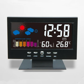 Hava İstasyonu çalar saat LCD Renkli Ekran Dijital USB Sıcaklık Nem Zaman Tarih Ekran takvimli saat Dijital Saat