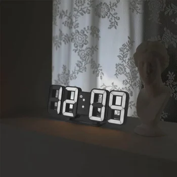 3D LED dijital alarmlı saat Saat Üç Boyutlu duvar saati Asılı İzle Masa Takvimi Termometre Elektronik Saat Mobilyalar