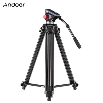 Andoer Profesyonel Alüminyum Alaşım Kamera Video Tripod Panorama Sıvı Hidrolik Kafa Ballhead Canon Nikon Sony DSLR için Kaydedici