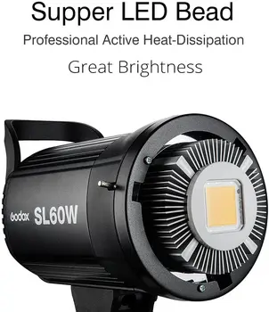 Godox SL-60W 5600 K Stüdyo LED Video ışığı uzaktan kumanda Beyaz Versiyonu + Refletor