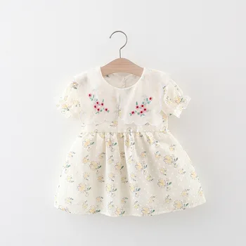Güzel Bebek Prenses Elbise Toddler Kız Doğum Günü Pamuk Baskı Seti çocuk Yaz Yeni Uzun Kollu Kısa Kollu Elbise 0-4Y