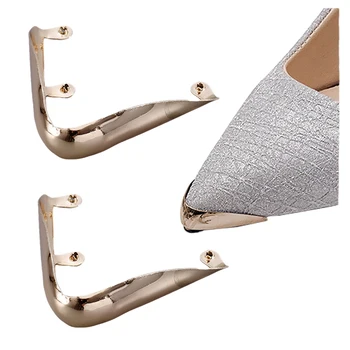 2 Pairs Metal Ayakkabı Sivri Koruyucu Ayrılabilir Yüksek Topuklu Ucu Kapağı Basit Ayakkabı Tamir Aksesuarları Bayanlar Pompaları