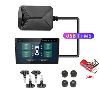 USB Android TPMS Lastik Basıncı İzleme Sistemi Ekran için Android araç DVD oynatıcı Radyo Multimedya Oynatıcı İle 4 sensörler