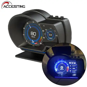 Yeni OBD + GPS Akıllı Araba HUD Ölçer Head Up Display Otomatik Ekran Çift Sistemi Dijital Kilometre Sayacı Güvenlik Alarm Su ve Yağ Sıcaklık RPM