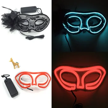 Sıcak Parlayan Neon Yarım Yüz Maskesi Tatil Kostümleri Cosplay Dekorasyon Müzik DJ Gece Kulübü Sahne Dans Performansı Barlar Maskesi