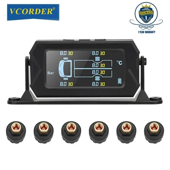 6 Harici TPMS Sensor15/8Bar Araba Kablosuz Lastik Basıncı Monitörü Dijital LCD Alarm Lastik Basıncı İzleme Sistemi Kamyon Veh