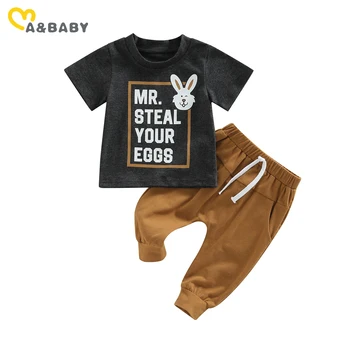 ma ve bebek 0-3Y Paskalya Yürüyor Yenidoğan Bebek Bebek Erkek Giysileri Setleri Tavşan Tavşan Mektup T-shirt Pantolon yaz kıyafetleri