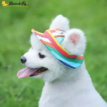 Pet moda Köpek Şapka beyzbol şapkası Kulak Delikleri İle Rüzgar Geçirmez Vizör Şapkalar Spor Tuval güneş şapkaları Yavru Açık Köpek Kap