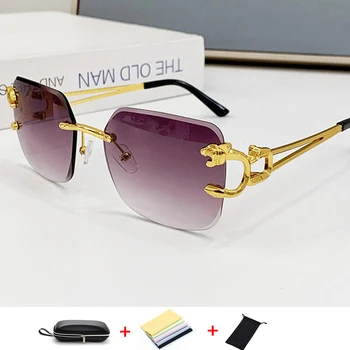 Vintage Moda 2023 Güneş Gözlüğü Çerçevesiz Çerçevesiz Dikdörtgen Tonları Degrade UV400 Yaz Seyahat güneş gözlüğü Kadınlar için