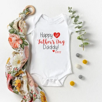 Mutlu 1st babalar Günü Baba 2022 Bebek Bodysuits Pamuk Erkek Kız Tulumlar Nerborn Bebek Ropa Tulum babalar Günü Hediyeleri