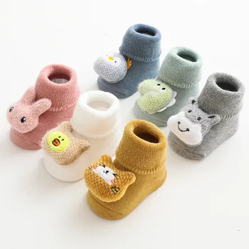 Sonbahar Kış Bebek Kız Çorap Yenidoğan Karikatür Hayvan Bebek Çorap Bebek Erkek Bebek Çorap Anti Kayma Yumuşak Pamuklu Kat Çorap Ayakkabı