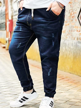 Artı boyutu M-8XL denim kot Erkekler streç gevşek düz kot erkek geniş pantolon dört sezon marka pamuk dropshipping