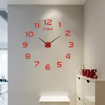 DIY Yaratıcı Basit Dijital Saat Sessiz duvar saati yatak odası duvar dekoru Sticker Saat Punch-Ücretsiz Ev Oturma oda duvar dekorasyonu