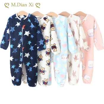 Bebek Pijama Erkek Kız Kalın Sıcak Pijama Sonbahar Çocuk Pazen Onesies Tulumlar Kış Çocuklar Karikatür Battaniye Pijama