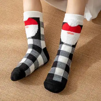 Sonbahar Kış Kadın Terlik ev çorabı Noel Karikatür Elk Kat Çorap Peluş Kadife kaymaz Halı Kabarık sıcak tutan çoraplar