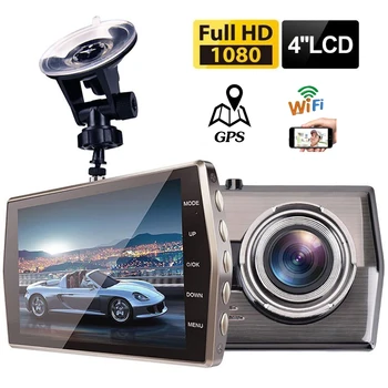 Araba dvr'ı WiFi Full HD 1080P Çizgi Kam Dikiz Kamera Video Kaydedici Kara Kutu Gece Görüş Otomatik Dashcam Araba Kamera GPS İzci