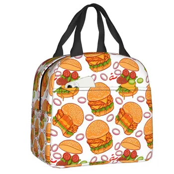 Hamburger Taşınabilir yemek kabı Kadın Çok Fonksiyonlu Burger Desen Soğutucu Termal Gıda Yalıtımlı Öğle Yemeği Çantası Ofis Işleri
