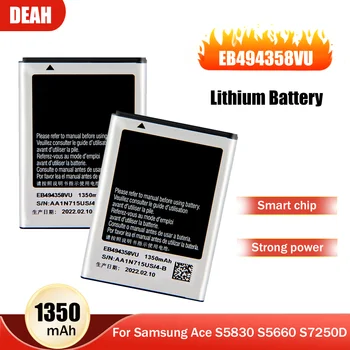3.7 V 1350mAh EB494358VU Şarj Edilebilir Lityum Telefon Pil Samsung Galaxy Ace İçin S5660 S5670 S5830 S7250D I569 I579 GT-S5839I
