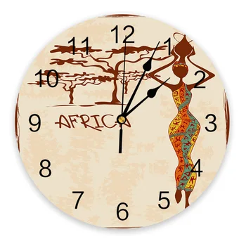 Afrikalı Kadın Ağacı duvar saati Modern Tasarım Oturma Odası Dekorasyon Mutfak Sessiz saat ev dekoru