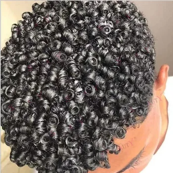 Afro 15mm Kıvırcık 2023 Yeni Peruk Erkekler İçin Afro-Amerikan Peruk İnsan Saçı Görünmez Cilt Pu Taban Değiştirme Sistemi Protez