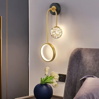 Iskandinav yatak odası başucu duvar ışıkları LED AC220V uzaktan kumanda duvar lambası oturma odası TV arka plan çalışması için otel yaratıcı dekor