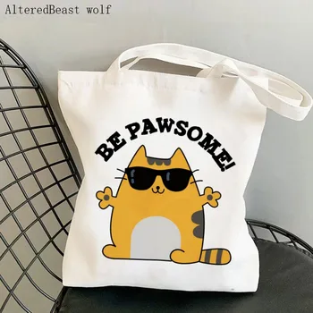 Kadın Alışveriş çantası Pençe Olabilir bazı Sevimli Harika kedi çantası Harajuku Alışveriş Kanvas alışveriş Çantası kız çanta Tote Omuz Bayan Çantası