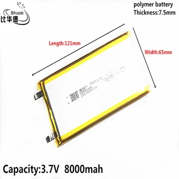 10 adet 3.7 V Lityum polimer 8000mAh 7565121 Yumuşak paket pil İçin Güç Bankası Bluetooth Hoparlörler Tablet DVD pil