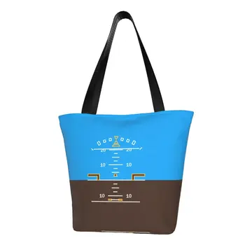 Özel Tutum Göstergesi Tuval Alışveriş Çantaları Kadın Taşınabilir Bakkaliye Uçuş Pilot Uçak Havacılık Aviator alışveriş çantası Çanta