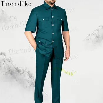 Thorndike erkek Takım Elbise Ceket Pantolon Moda Rahat Iş Erkek Damat Düğün Smokin Elbise 2 Parça Set Blazers Ceket Parti Giyim