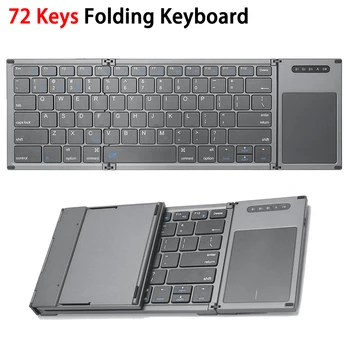 Taşınabilir Katlanır Klavye kablosuz bluetooth Klavyeler 78 Tuşları İngilizce Tuş Takımı Touchpad IOS Mac Windows Android Dizüstü Tablet