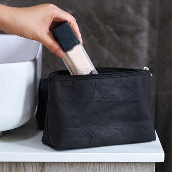 Basit DuPont Kağıt Kozmetik fermuarlı çanta Taşınabilir Su Geçirmez Tuvalet Saklama Torbaları Büyük kapasiteli Seyahat Organizatör