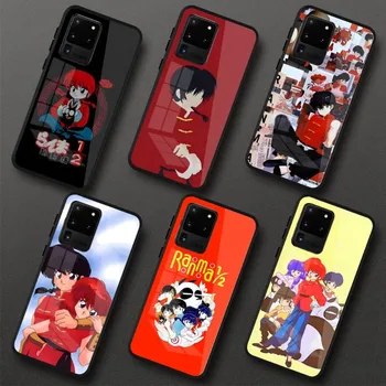 Anime Karikatür Ranma telefon kılıfı Samsung A32 A51 A52 NOT 10 20 S10 S20 S21 S22 Pro Ultra Siyah PC Cam Telefon Kapak