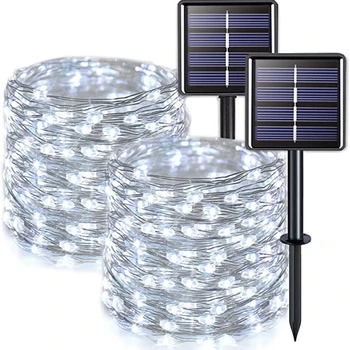 12m 100LED / 5M 50 LED Güneş String Peri İşıklar Su Geçirmez Açık Garland Güneş Enerjisi Lambası Noel Bahçe Dekorasyon için