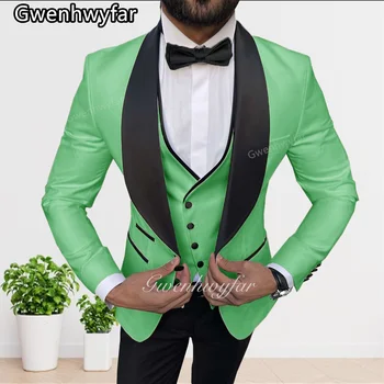 Gwenhwyfar 2023 Kostüm Homme Açık Yeşil Erkek Takım Elbise 2 Adet Çentik Yaka Moda Damat Düğün Terno Masculino Slim Fit Blazer