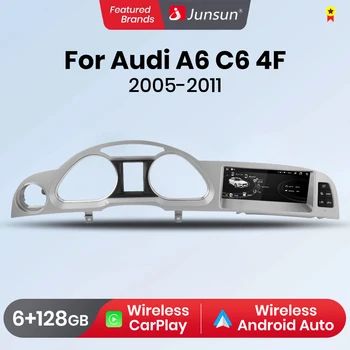 Junsun 10.25 İnç Android 11 Kablosuz CarPlay Araba Radyo Multimedya Audi A6 C6 4F 2005-2011 Android otomatik GPS Stereo autoradio